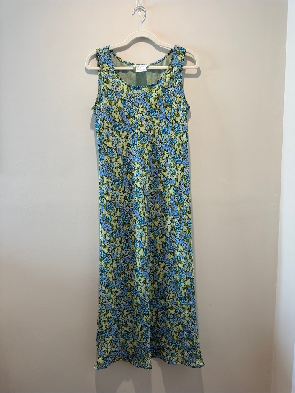 Dress Barn Vintage Y2K Blue and Green Floral Sleeveless Maxi Dress - 8